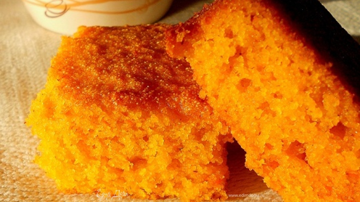 Морковный манный пудинг с апельсиновым соком