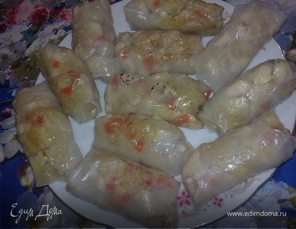 Рулетики из рисовой бумаги с куриным филе Рулетики из рисовой бумаги с куриным филе