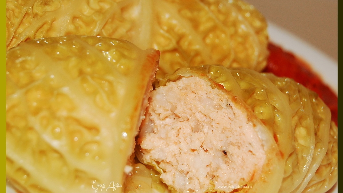 Голубцы из савойской капусты с фаршем из семги