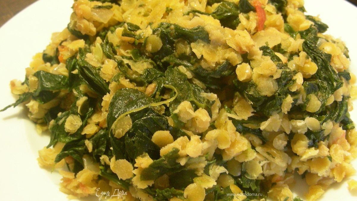 Чечевица со шпинатом