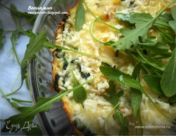 Фриттата с картофелем, шпинатом и творожным сыром