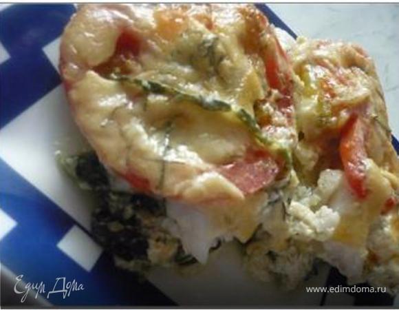 Запеканка с рыбой и шпинатом