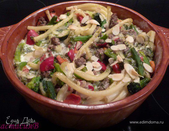 Пестрая запеканка с маккарони