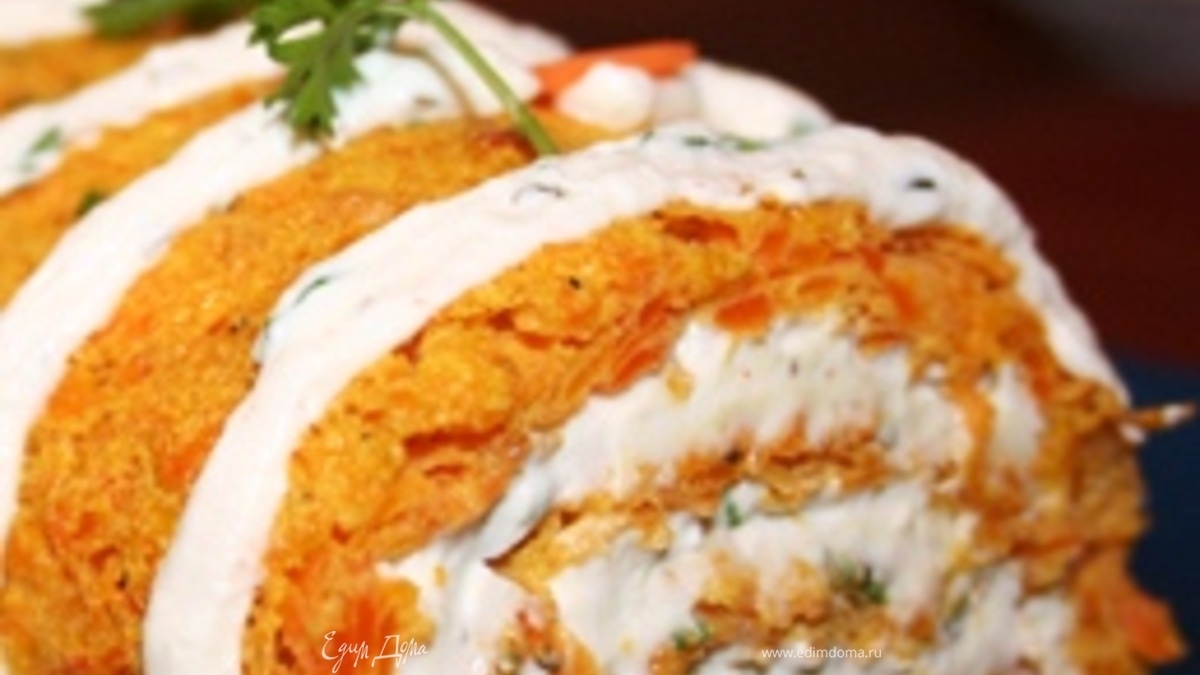 "Рыжий" рулетик с творожным кремом и рыбкой