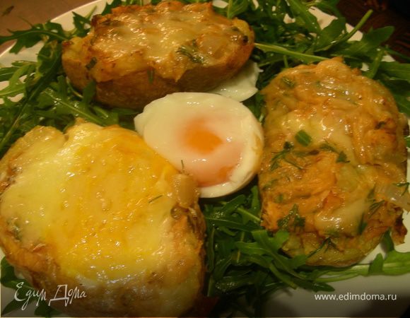 Печеный картофель, фаршированный рыбой Печеный картофель, фаршированный рыбой