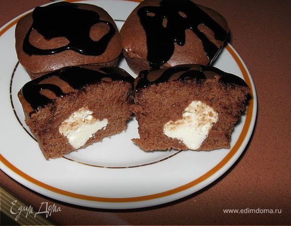Шоколадные кексики с творожной начинкой Шоколадные кексики с творожной начинкой