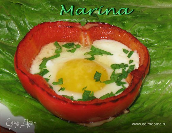 Яичница-глазунья в сладком перце Яичница-глазунья в сладком перце
