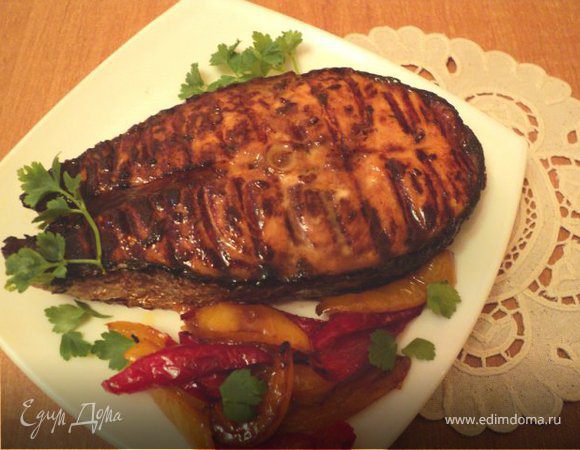 Маринованная семга на гриле.