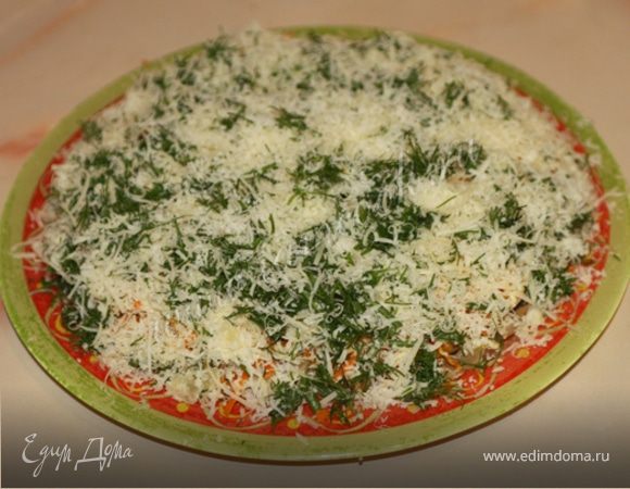 Сырный салат с грибами