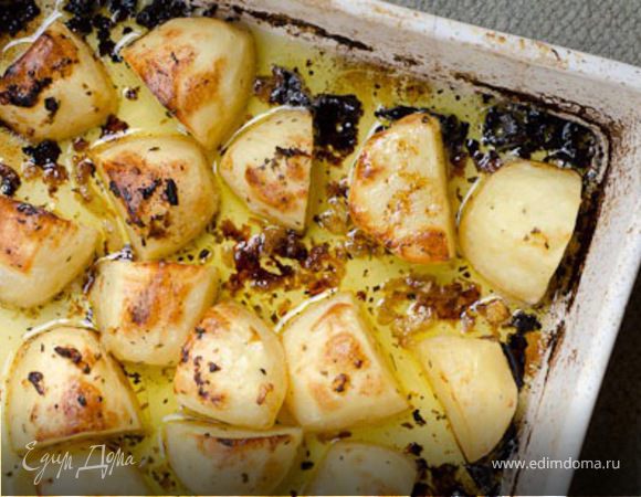 Печеный картофель с лимоном по-гречески 