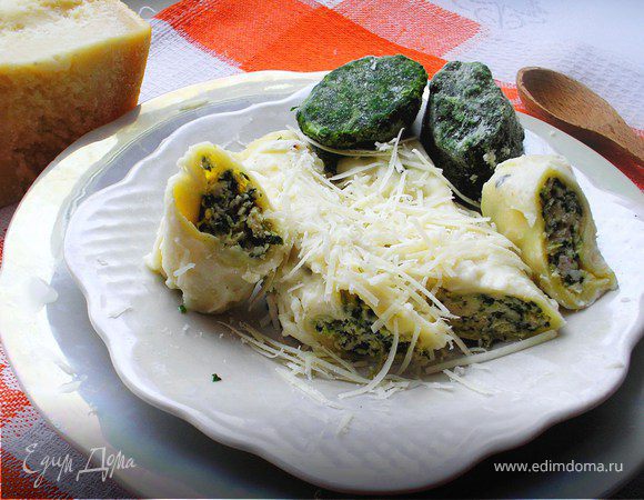 Каннелони с курицей и шпинатом