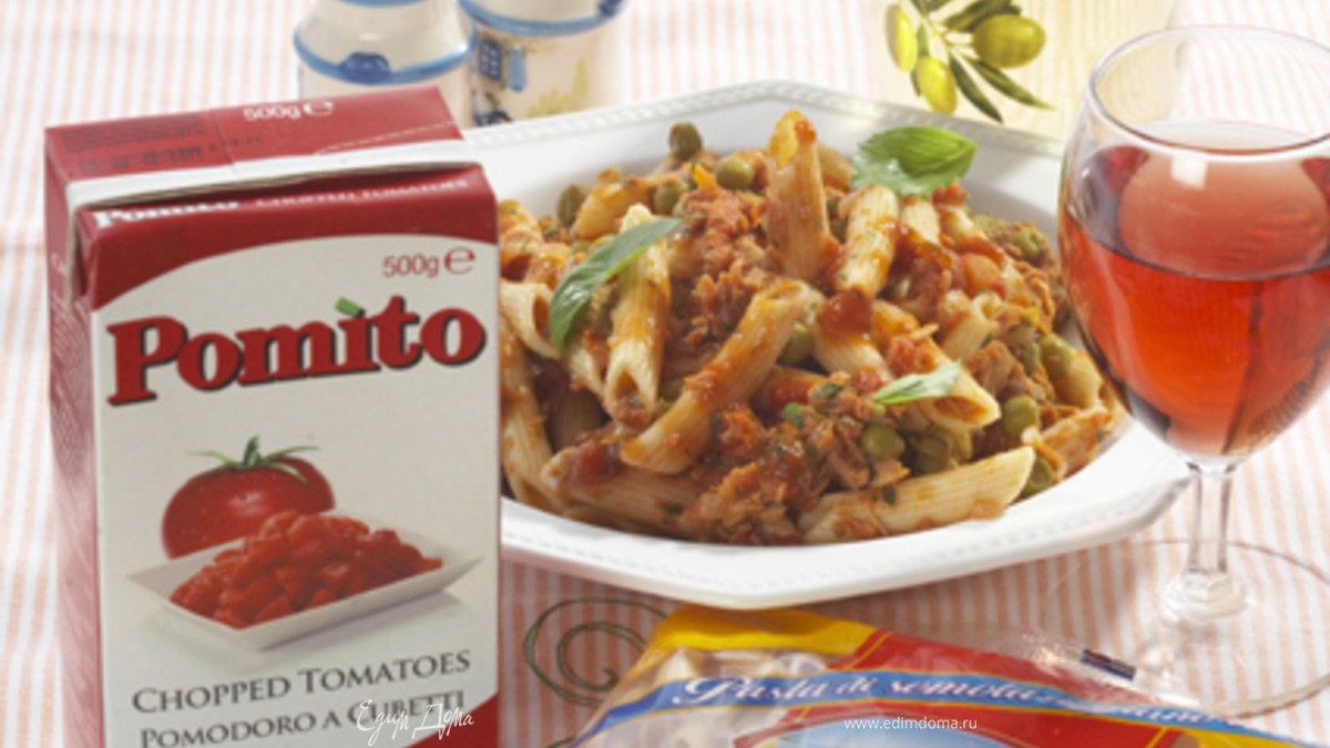 Пенне с тунцом и горошком