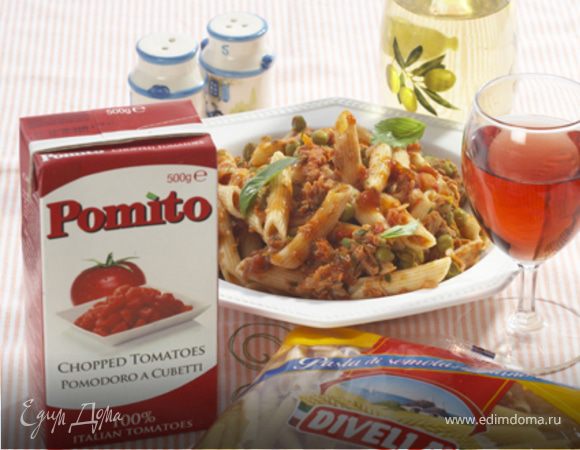 Пенне с тунцом и горошком Пенне с тунцом и горошком