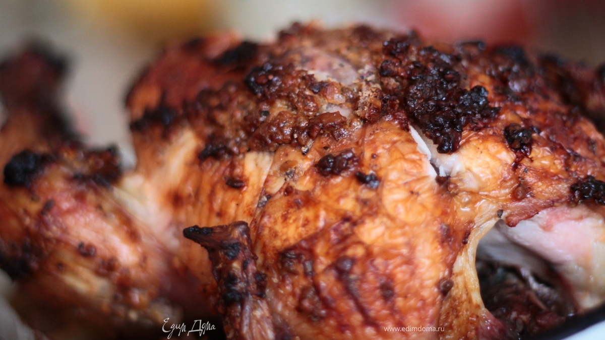 Курочка с мандаринами, грецкими орехами и чесноком