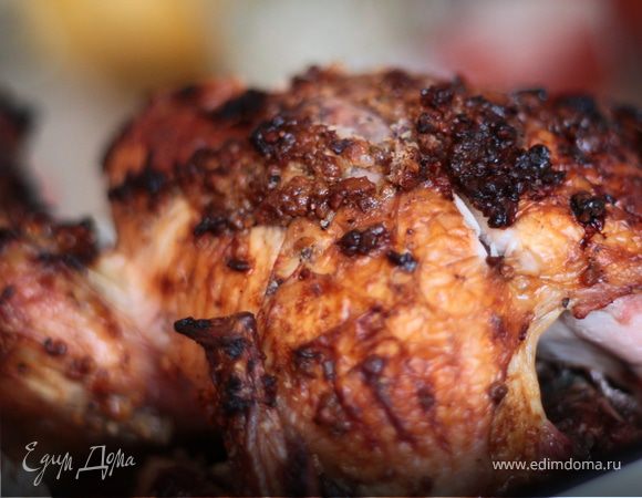 Курочка с мандаринами, грецкими орехами и чесноком