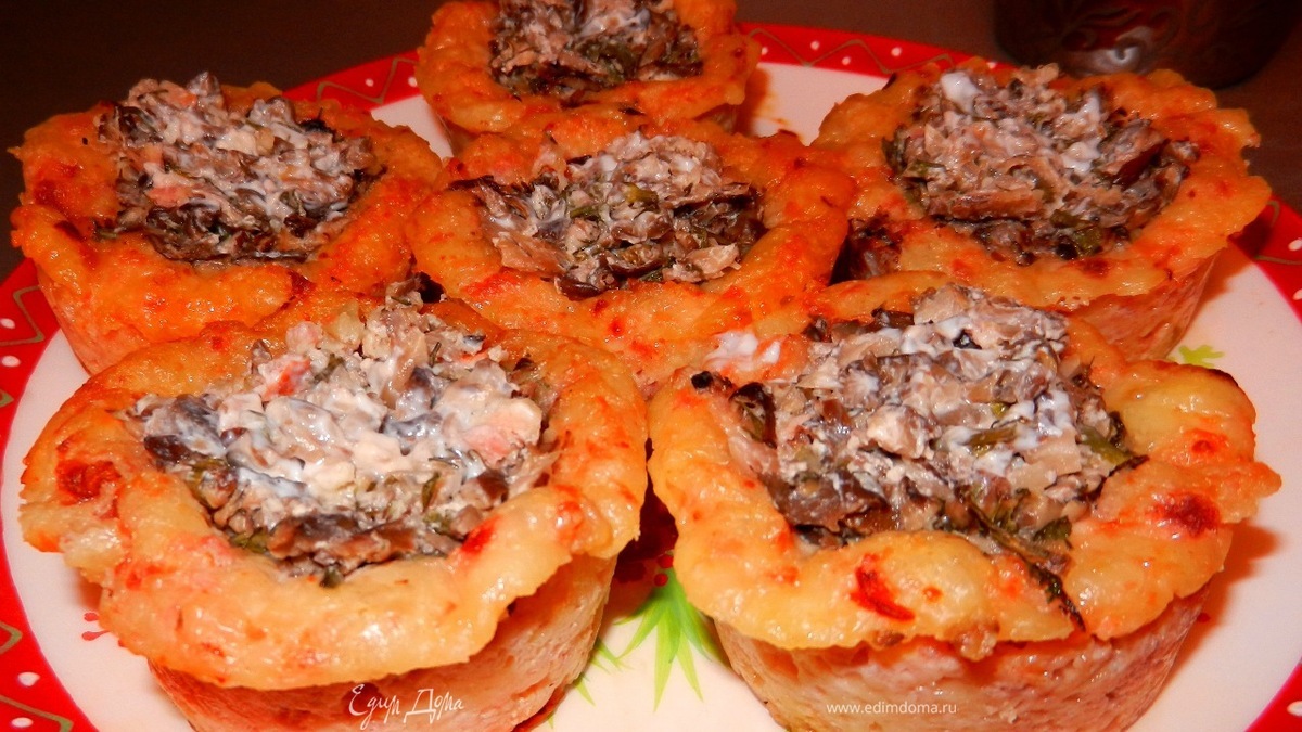 Закусочные корзиночки с грибами