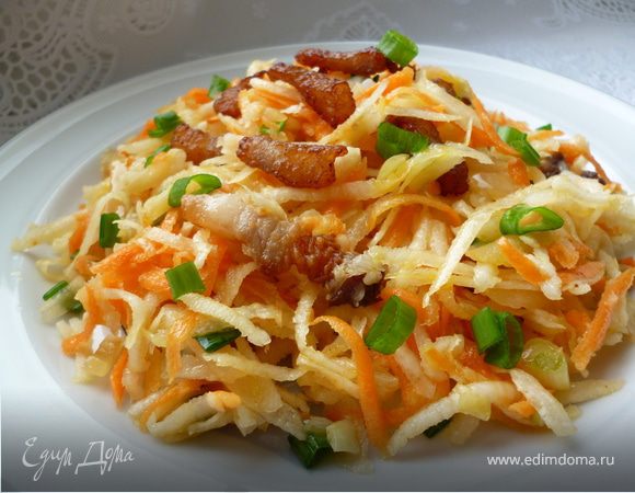 Салат из черной редьки с беконом Салат из черной редьки с беконом