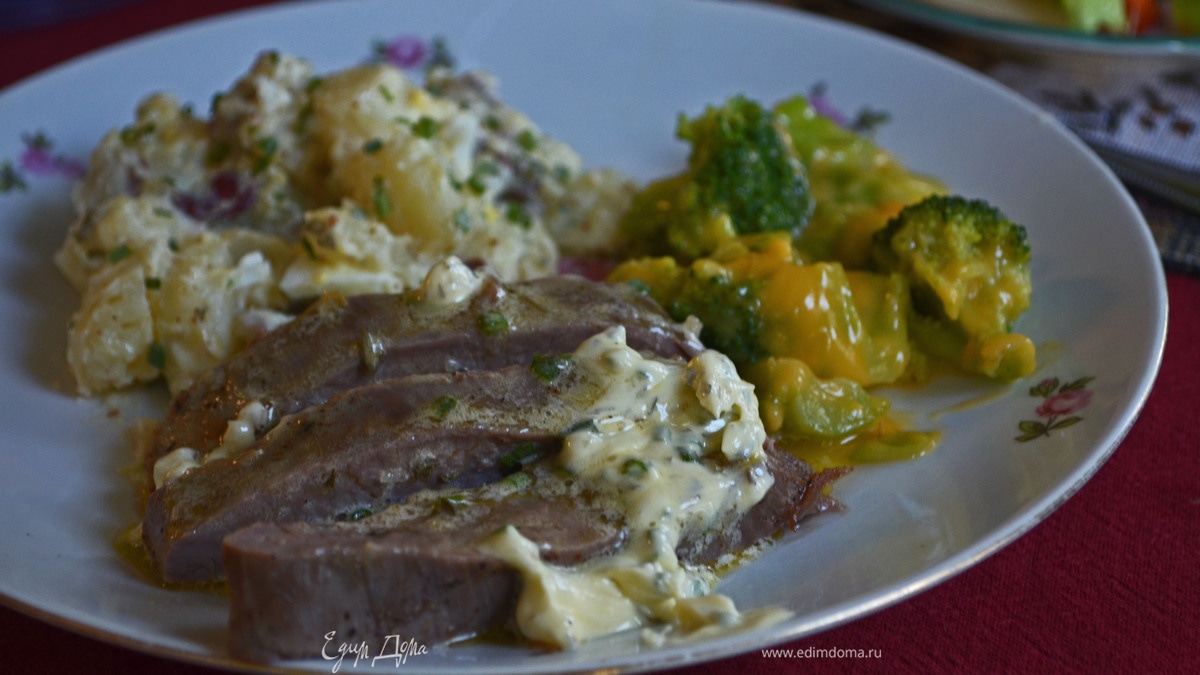 Говядина с маслом с зеленью 