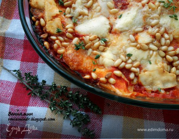 Каннелони из блинчиков с лососем, рикоттой и кедровыми орехами Каннелони из блинчиков с лососем, рикоттой и кедровыми орехами