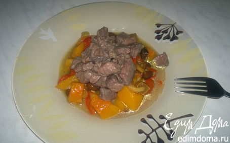 Рецепт Овощное рагу с опятами и говядина в ягодах черной смородины