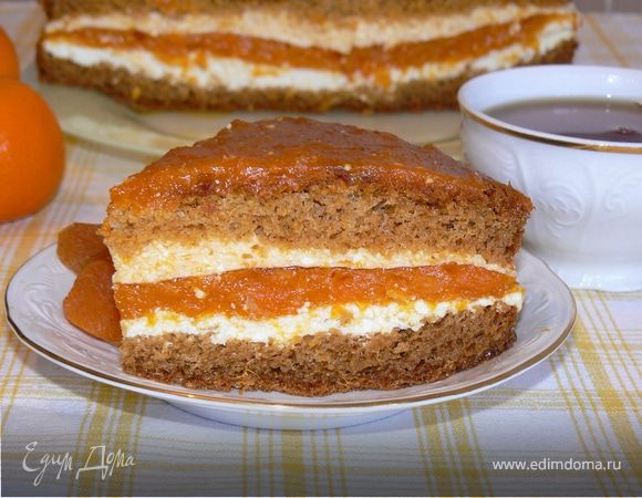 Торт с курагой и творогом