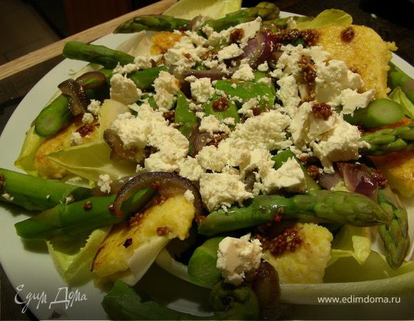 Салат из спаржи и поленты