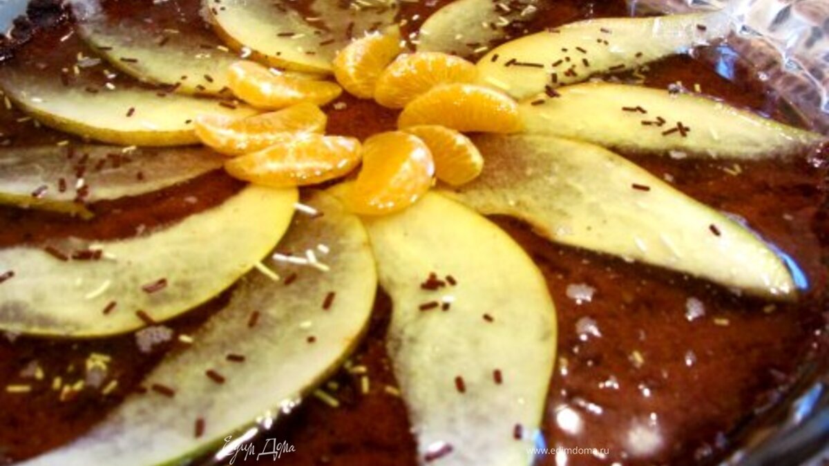 Тортик из овсяного печенья с фруктами и желе