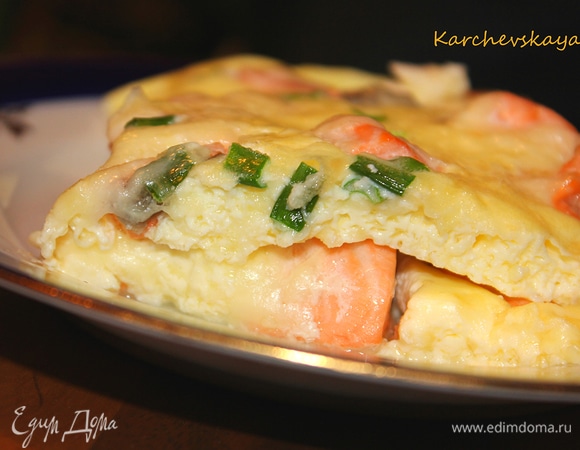 Фриттата с семгой, моцареллой и зеленым луком Фриттата с семгой, моцареллой и зеленым луком