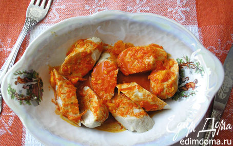 Рецепт Домашняя куриная колбаска под морковным соусом