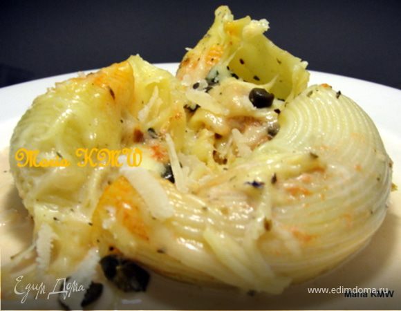 Лумакони пикантные с хумусом, шпинатом и моцареллой Лумакони пикантные с хумусом, шпинатом и моцареллой