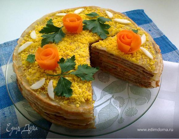 Блинно-печеночный торт Блинно-печеночный торт