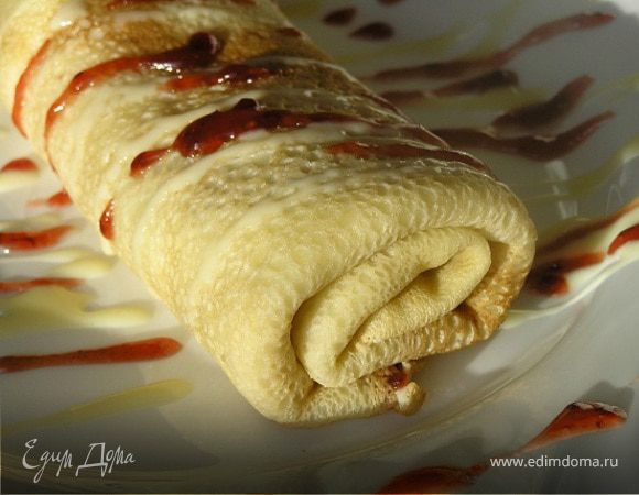 Блинчики с маскарпоне, малиной и белым шоколадом