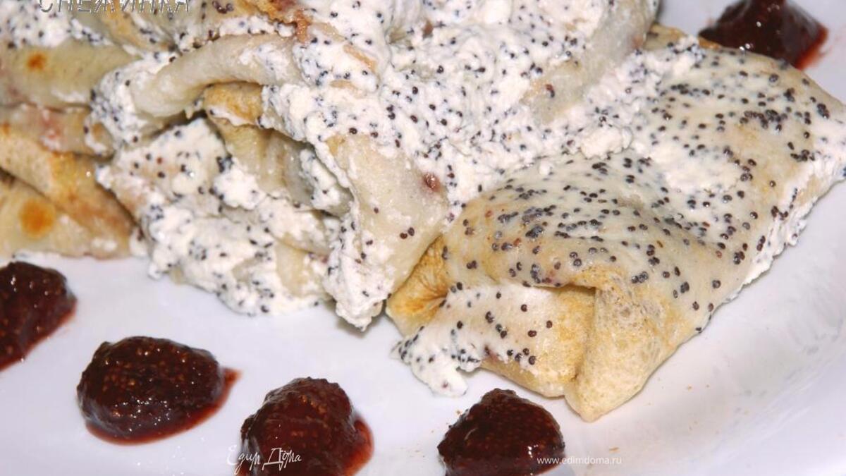 Блины-конвертики на пиве (закусочные, и в маковом соусе)