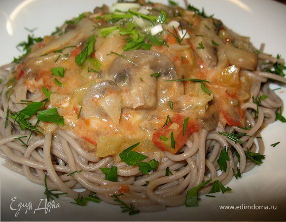 Гречневая лапша с грибами