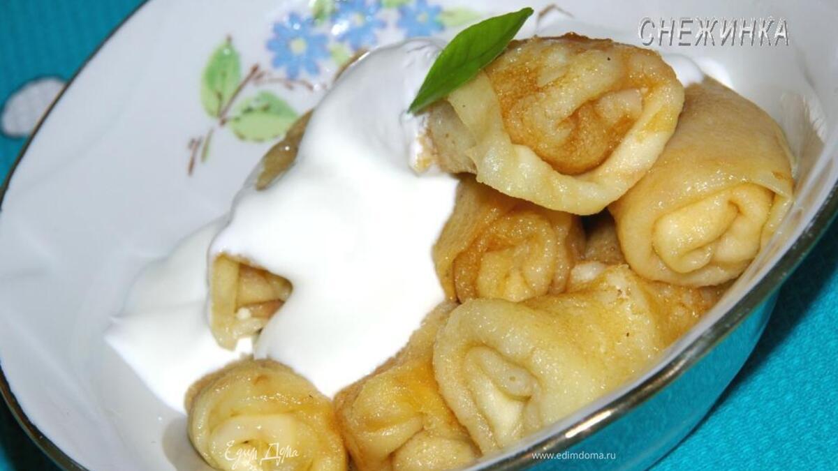 Самые тонкие блинчики «Налистники» с творогом