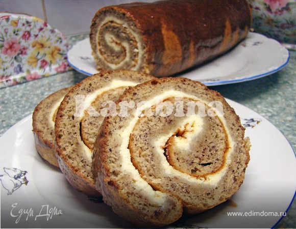Банановый рулет с творожной начинкой