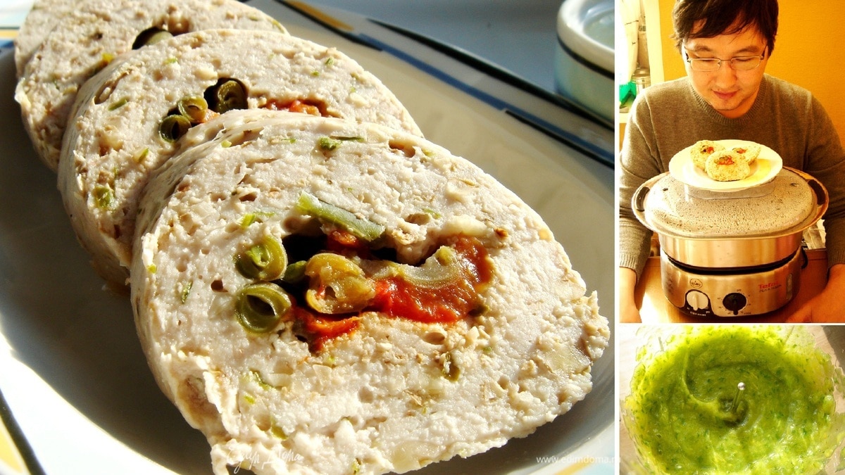 Паровой рулет с овощным соусом