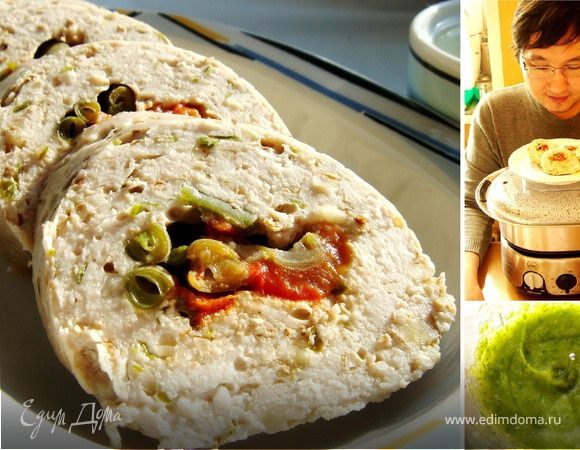 Паровой рулет с овощным соусом Паровой рулет с овощным соусом