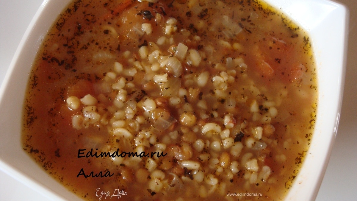 Суп из чечевицы с булгуром