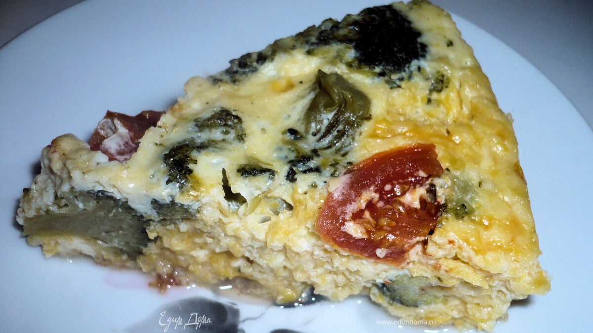 Кукурузное суфле с брокколи и помидорами