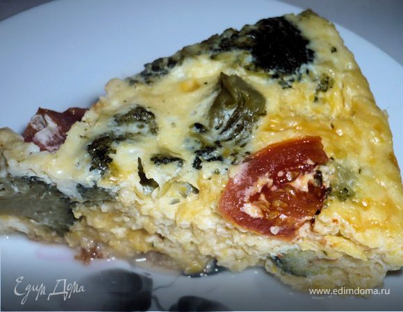 Кукурузное суфле с брокколи и помидорами