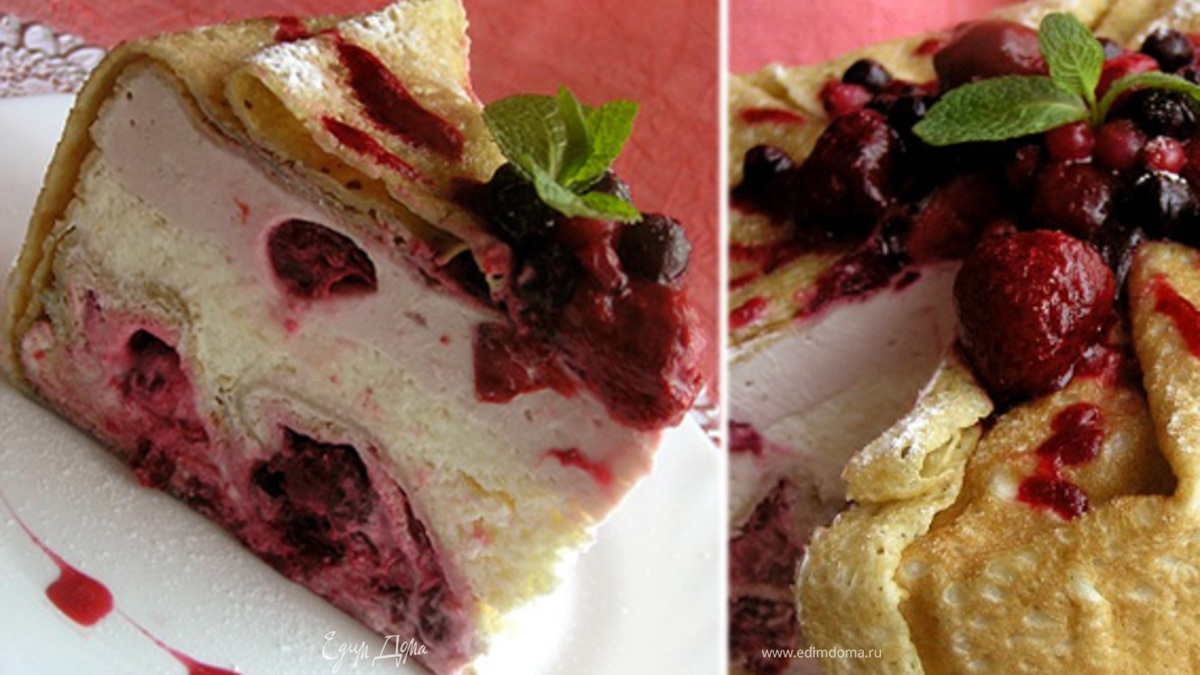 Блинный торт "Вишня и грейпфрут"