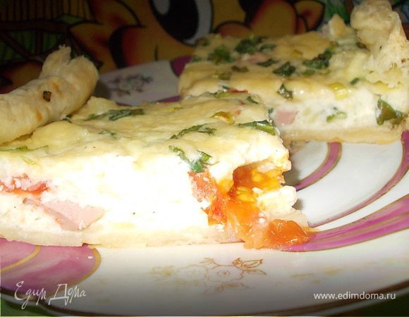 "Лжепицца" из двух сыров и зелёного лука "Лжепицца" из двух сыров и зелёного лука