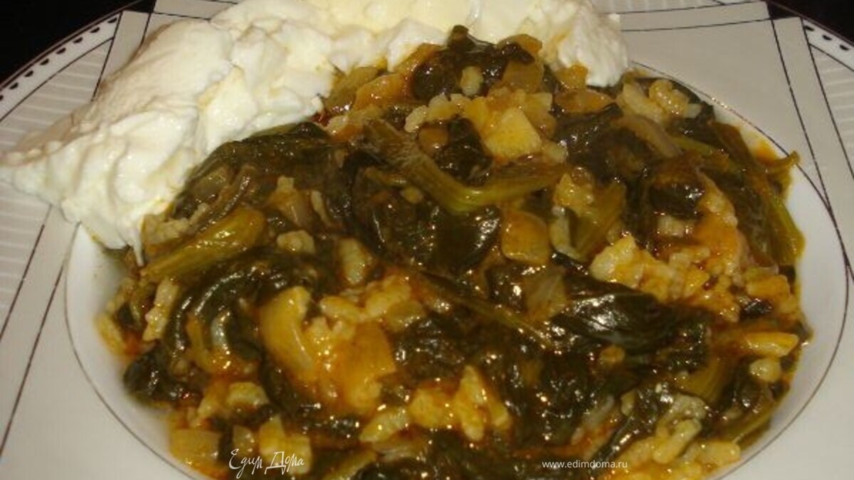 Шпинат с рисом