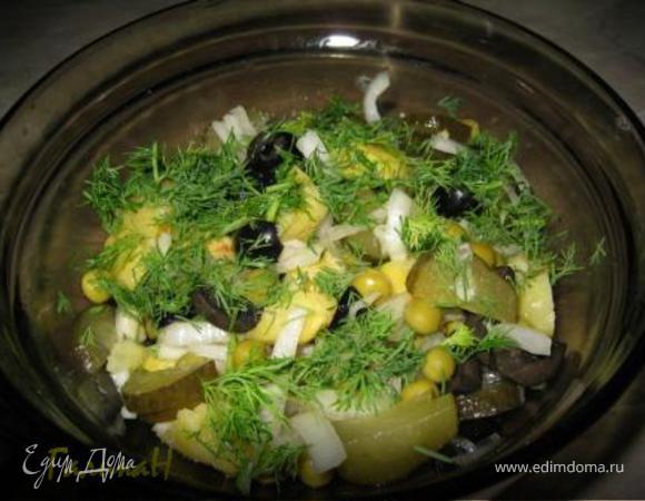 Постный салат из запеченного картофеля