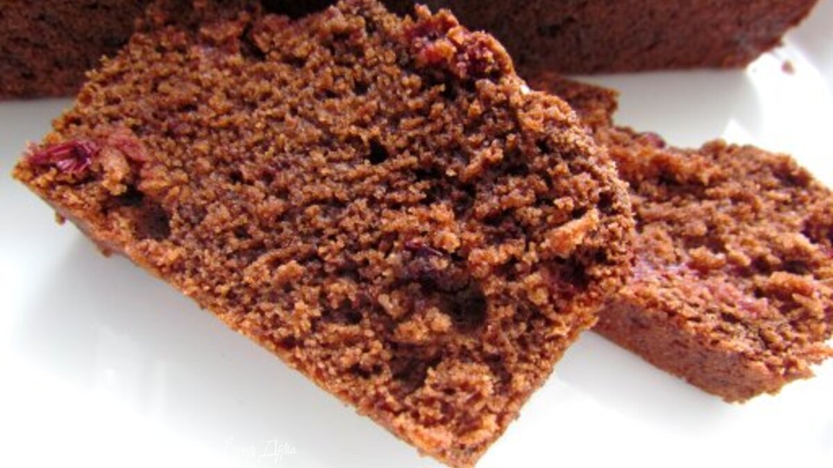 Постный шоколадный манник с клюквой