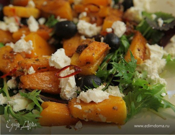 Запеченная тыква с оливками и фетой Запеченная тыква с оливками и фетой