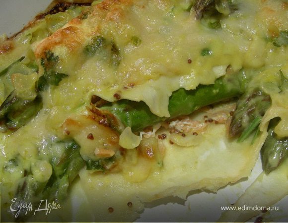 "Каннелони" со спаржей и копченым лососем