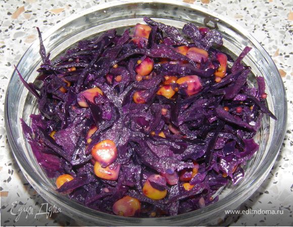 Салатик из краснокочанной капусты с кукурузой Салатик из краснокочанной капусты с кукурузой
