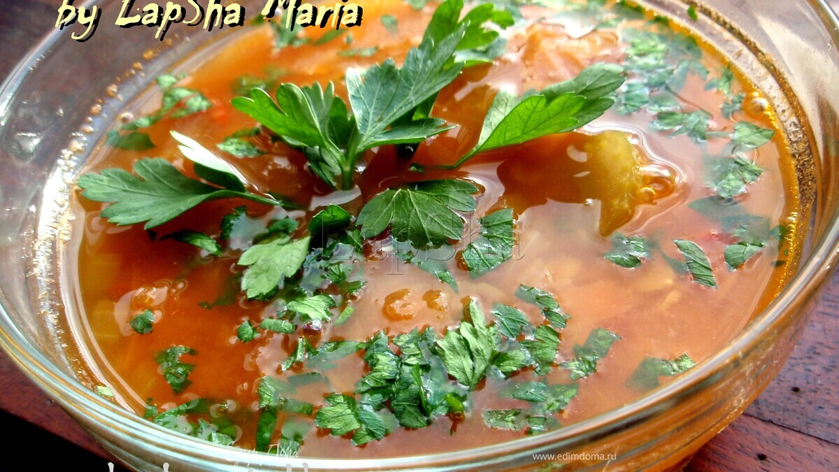 Ароматный томатный суп с чечевицей (2 варианта, постный и нет)